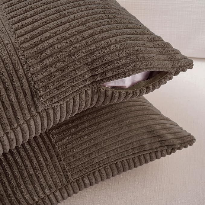 Fancy Homi 2 Packs Dark Brown Euro Decorative Throw Pillow Covers 26x26 Inch - Image 4
