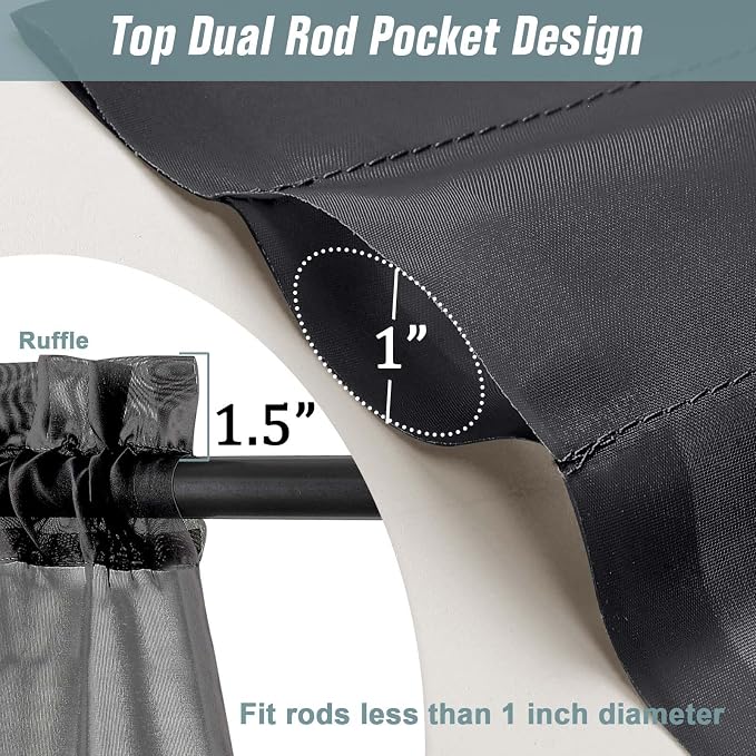 Halloween Black Sheer Curtains for Window 96 Inches Long 2 Panels Set, Soft - Image 3