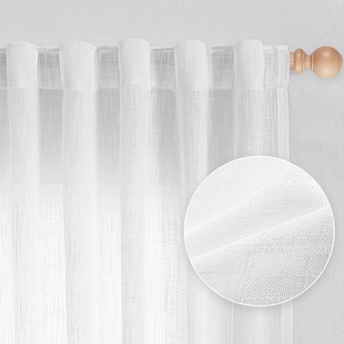 MYSKY HOME Short Curtains for Small Kitchen Windows 45 inches Length, Linen by MYSKYHOME