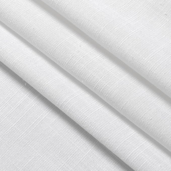 Nanspring White Kitchen Curtains 36 Inch Length 2 Panels Set Linen Blend Back - Image 7