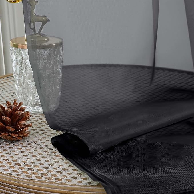 Black Sheer Curtains 90 Inches Long 2 Panels Set - Image 5