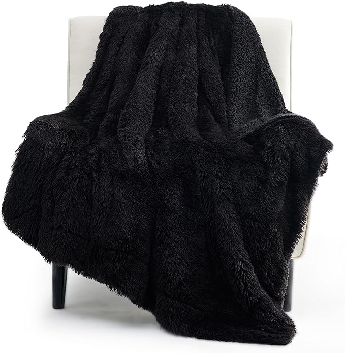 Bedsure GentleSoft Fluffy Black Throw Blanket Gifts by BEDSURE