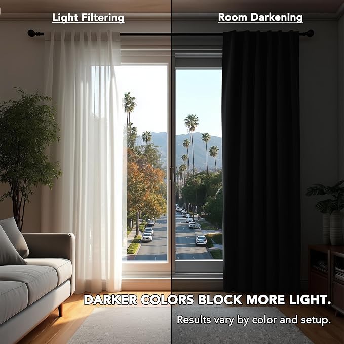 Deconovo Blackout Curtains, Thermal Insulated, W70 x L63 2 Panels, Back Tab - Image 3