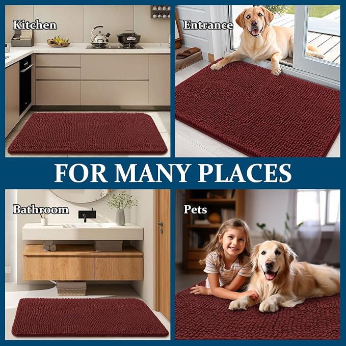 OLANLY Dog Door Mat for Muddy Paws 54x24, Absorbs Moisture and Dirt, Absorbent - Image 8