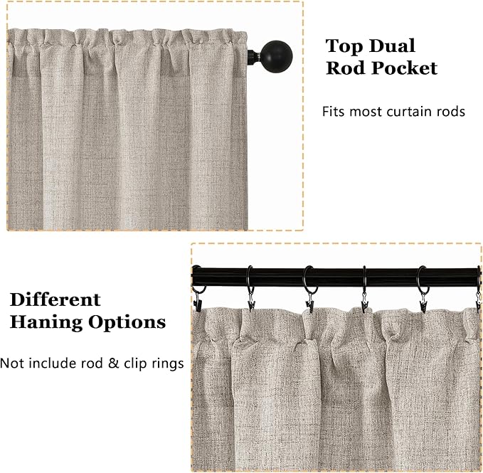 OWENIE Linen Valances for Windows 1 Pcs 20 Inch Length, Light Filtering - Image 4