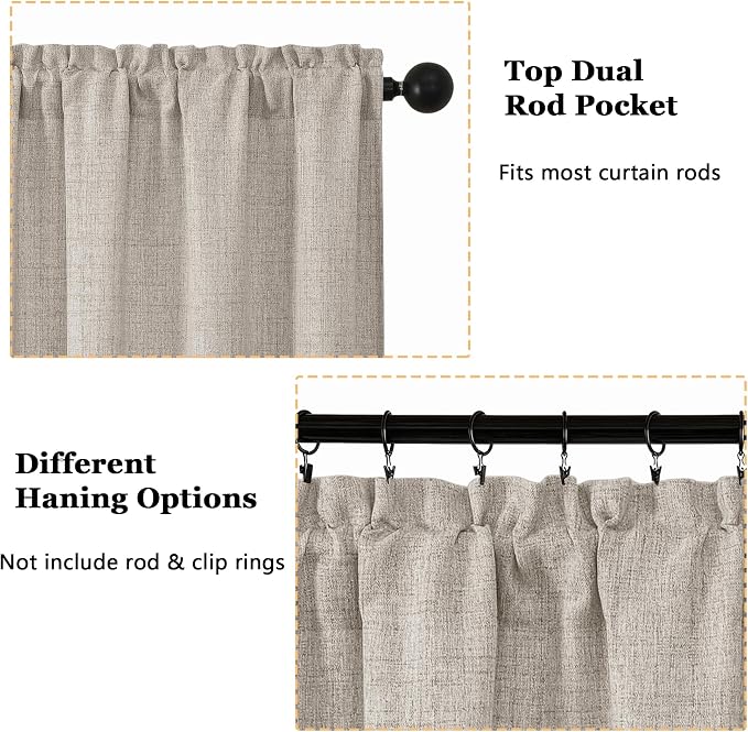 OWENIE Linen Valances for Windows 1 Pcs 24 Inch Length, Light Filtering - Image 4
