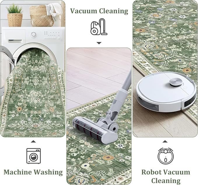 Yamaziot Washable Runner Rug 2x3 – Floral Non Slip Small Entryway Rug - Image 5