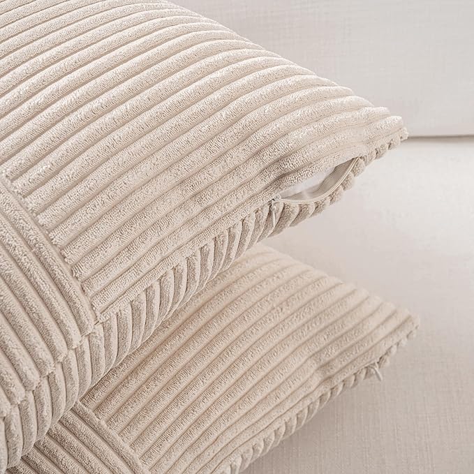 Fancy Homi 2 Packs Tan Decorative Throw Pillow Covers 20x20 Inch - Image 4