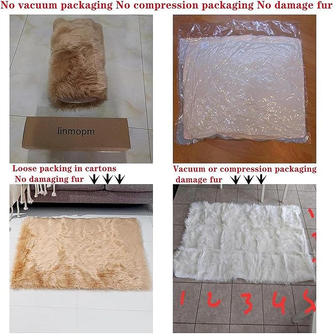 linmopm Faux Fur Rug Sheepskin Shag Fluffy Fuzzy 3x4 ft Rugs - Image 5