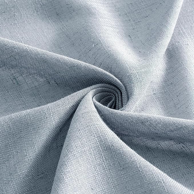 MIULEE Chambray Blue Linen Curtains 72 Inch Length 2 Panels - Image 8
