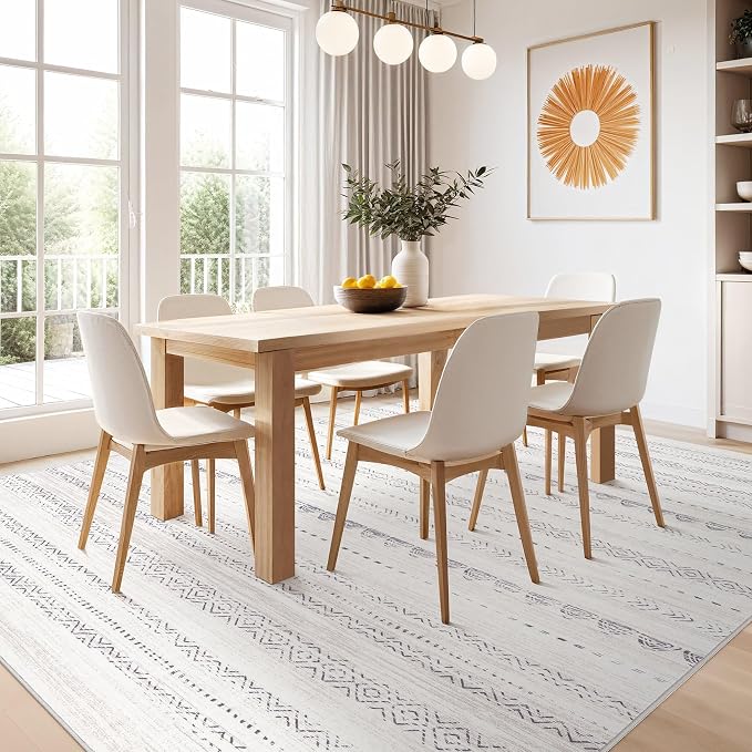 Nakagishi Area Rug Living Room Rugs: 4x6 Soft Machine Washable Boho Neutral - Image 5