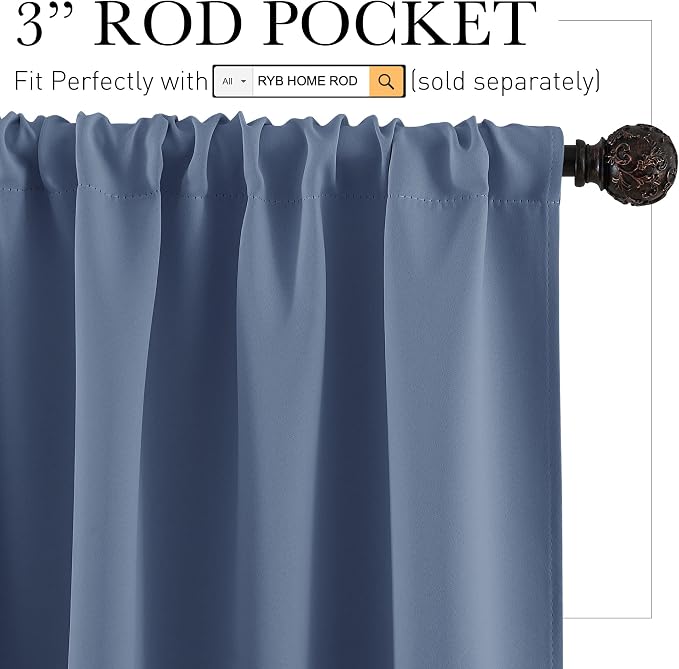 RYB HOME Short Blackout Curtains - Image 2