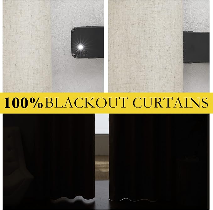 NICETOWN Natural Linen Curtains 45" Long - Image 2