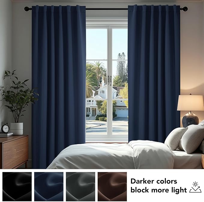 Deconovo Blackout Curtains, Thermal Insulated, W52 x L108 2 Panels, Back Tab - Image 4