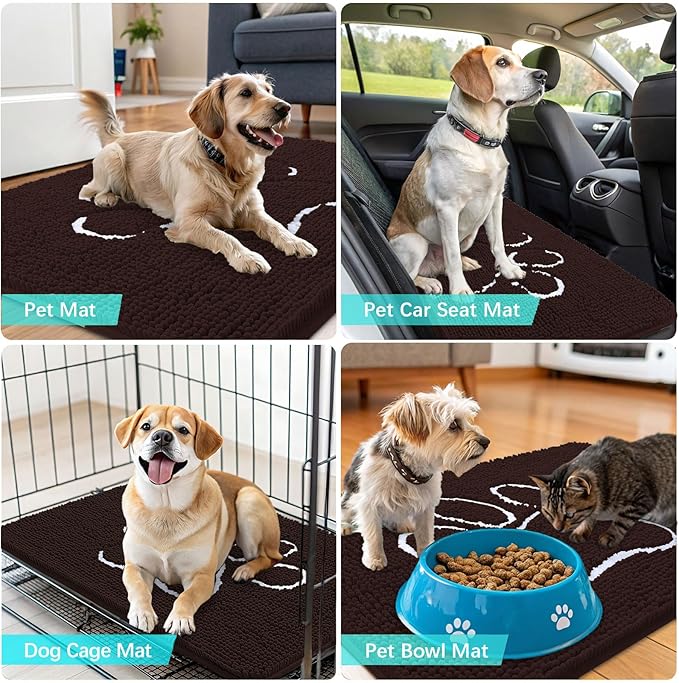 OLANLY Dog Door Mat for Muddy Paws 40x32, Paw Print Design, Absorbs Moisture - Image 7