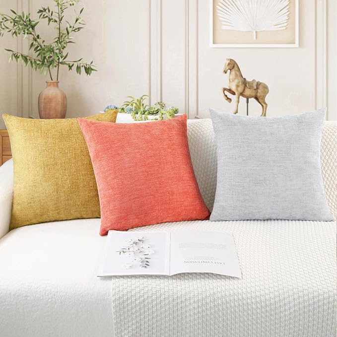 CaliTime Throw Pillow Covers Decorative 26 X 26 Inches Pack of 2 Cozy Chenille - Image 5