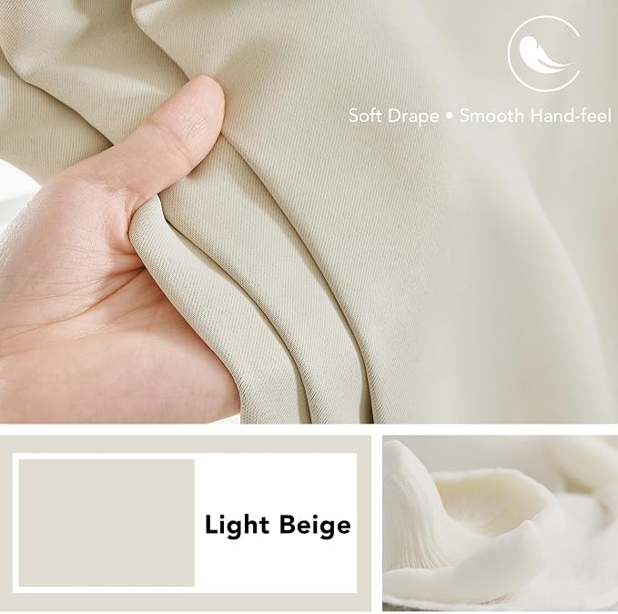 Deconovo Blackout Curtains, Thermal Insulated, W38 x L84 2 Panels, Back Tab - Image 7
