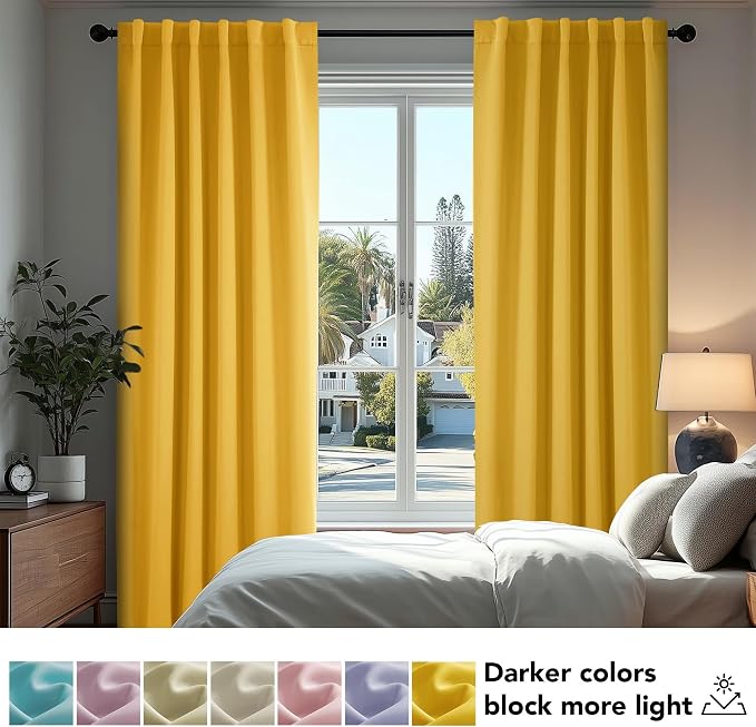 Deconovo Blackout Curtains, Thermal Insulated, W52 x L45 2 Panels, Back Tab - Image 4