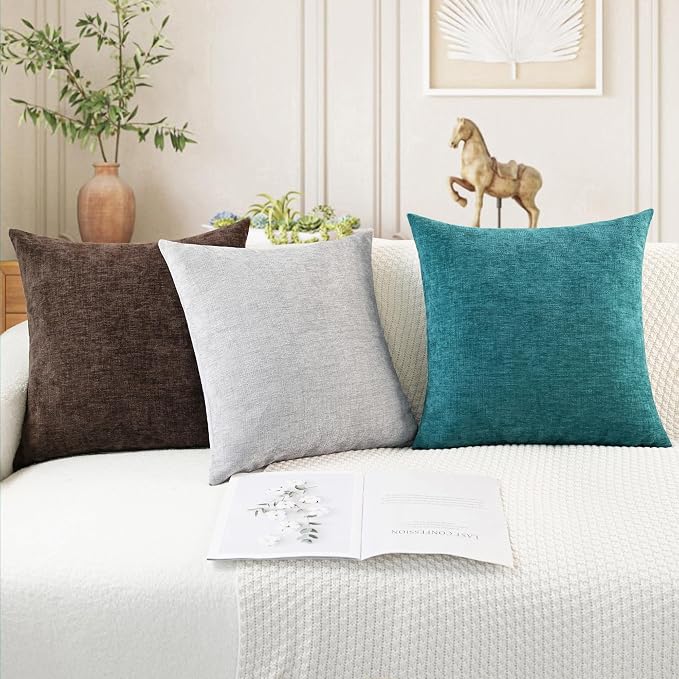 CaliTime Throw Pillow Covers Decorative 18 X 18 Inches Pack of 4 Cozy Chenille - Image 5