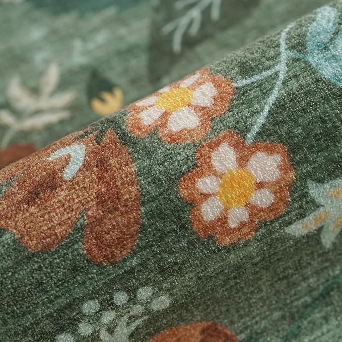 2x5 Washable Kitchen Area Rug: Floral Scalloped Entryway Runner Farmhouse - Image 8