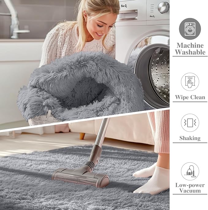 OLANLY 2x3 Machine Washable Small Bedside Rug, Soft Fluffy Shaggy Entryway - Image 2