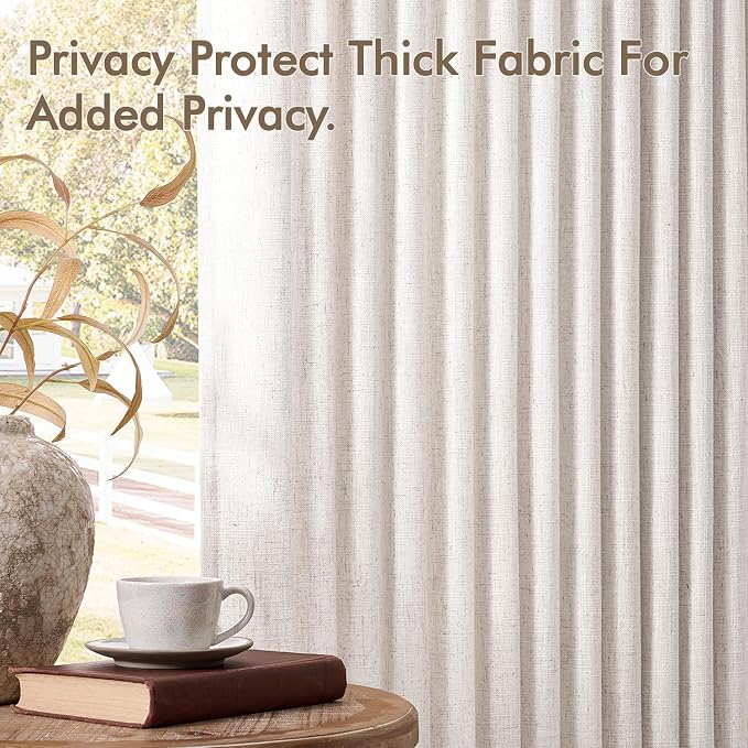 MIULEE Pinch Pleated Thick Linen Curtains 108 Inches Length 2 Panels - Image 7