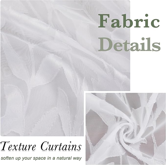 Lecloud Leia 36 Inch White Sheer Curtains Tiers 2 Pieces, Airy & Breathable - Image 9