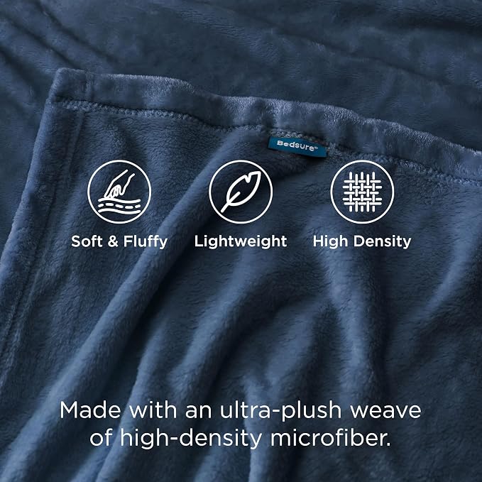 Bedsure GentleSoft Fleece Blanket Twin Size Mineral Blue - Image 3