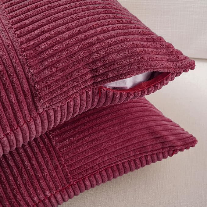 Fancy Homi 2 Packs Burgundy Lumbar Decorative Throw Pillow Covers 20x28 Inch - Image 4