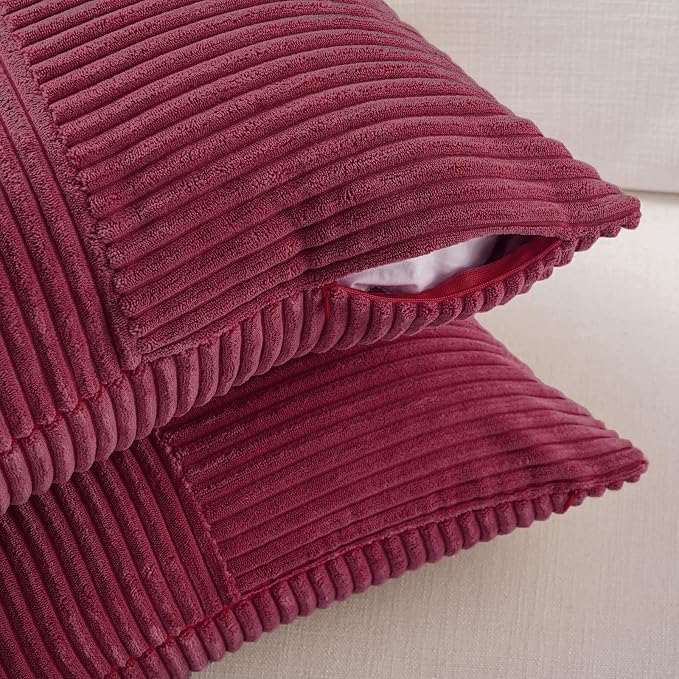 Fancy Homi 2 Packs Burgundy Samll Decorative Throw Pillow Covers 14x14 Inch - Image 4