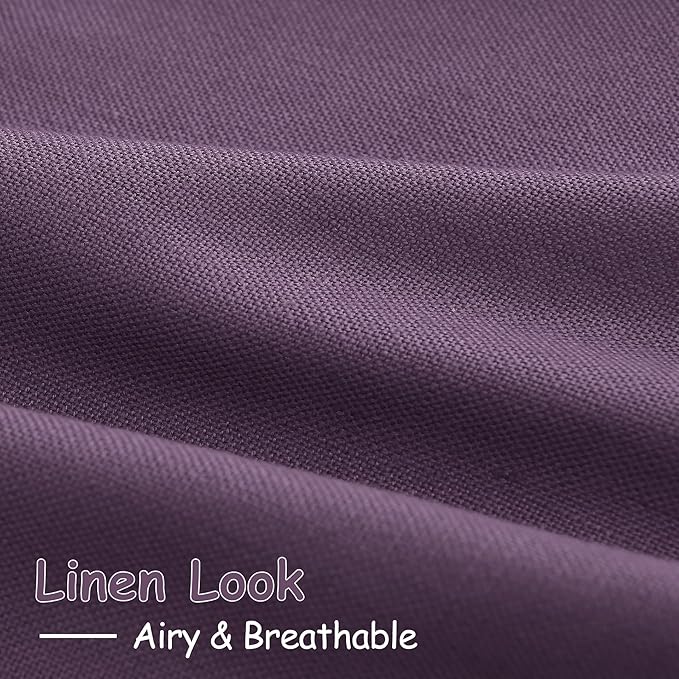 Nanspring Plum Linen Curtains 96 Inches Long 2 Panels Set - Image 5