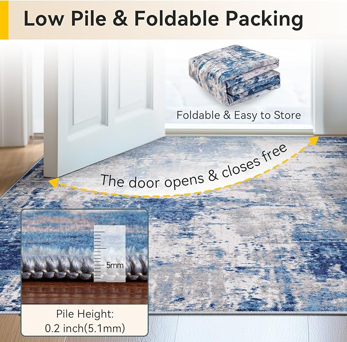 Washable Area Rugs 4'x6' Non-Slip Modern Abstract Soft - Image 6