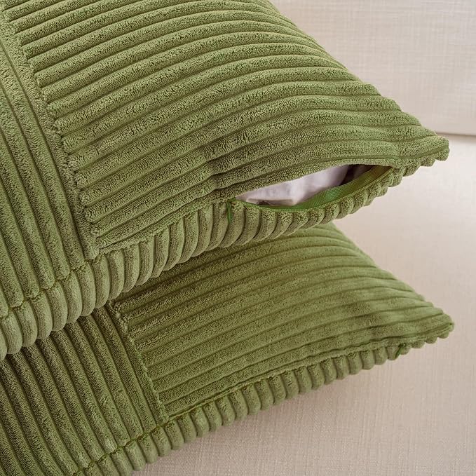 Fancy Homi 2 Packs Moss Green Lumbar Decorative Throw Pillow Covers 14x24 Inch - Image 3