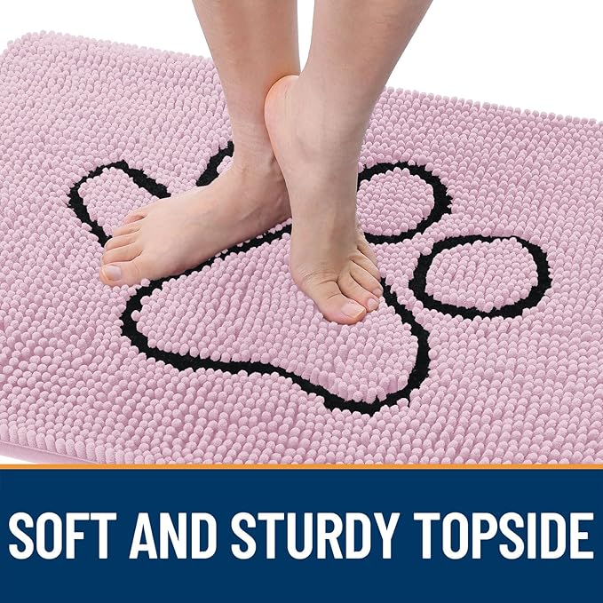 OLANLY Dog Door Mat for Muddy Paws 48x30, Paw Print Design, Absorbs Moisture - Image 4