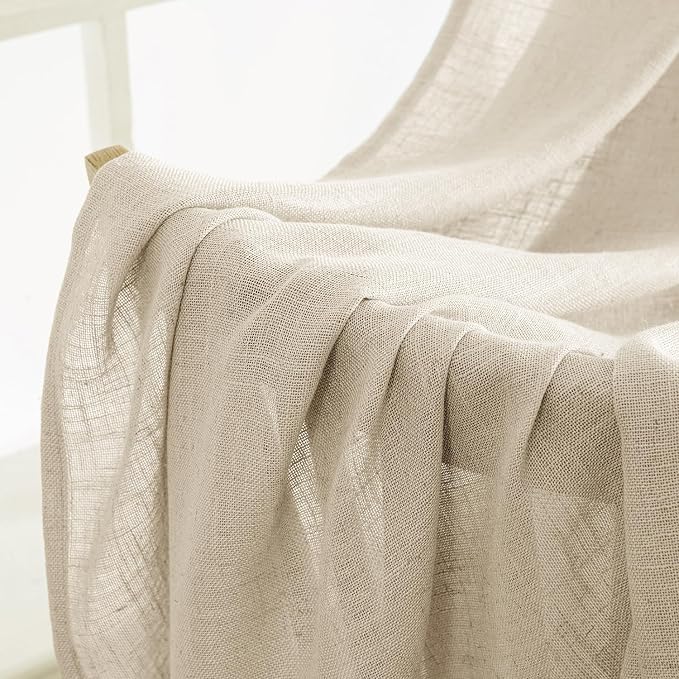 MIULEE Linen Curtains 54 Inch Length 2 Panels - Image 6