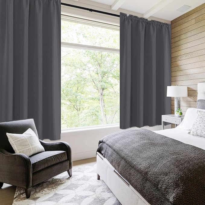 DWCN Short Blackout Curtains 36 inches Length 2 Panels Set, Half Window Rod - Image 6