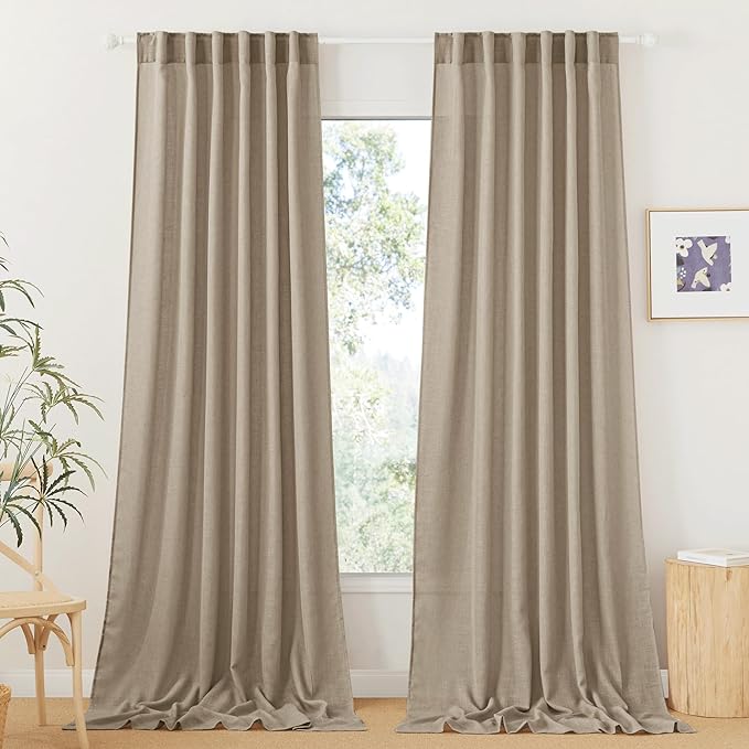 RYB HOME Long Linen Curtains 96 inches Long by RYBHOME