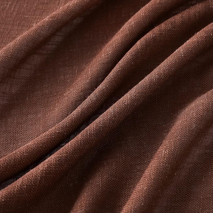 MIULEE Chocolate Brown Linen Curtains 72 Inch Length - Image 4