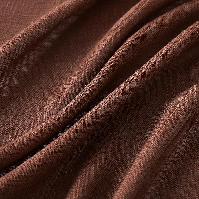 MIULEE Chocolate Brown Linen Curtains 96 Inch Long - Image 4