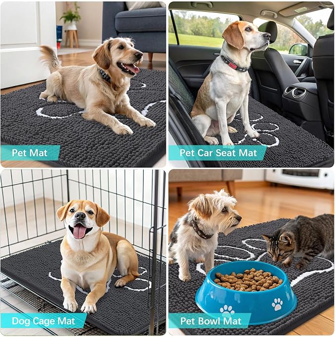 OLANLY Dog Door Mat for Muddy Paws 70x32, Paw Print Design, Absorbs Moisture - Image 7
