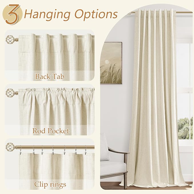 Guken 100% Blackout Curtains 96 Inch Length 2 Panels Set - Image 6