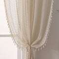 WAZZIO Boho Lace Curtains 45 Inches 2 Panel, Light Filtering Privacy Tassel & by WAZZIO