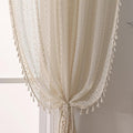 WAZZIO Boho Lace Curtains 54 Inches 2 Panel, Light Filtering Privacy Tassel & by WAZZIO