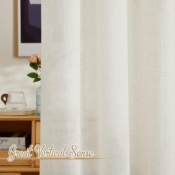NICETOWN Linen Burlap Curtains 135 inches Long 2 Panels, Rod Pocket & Back Tab - Image 4