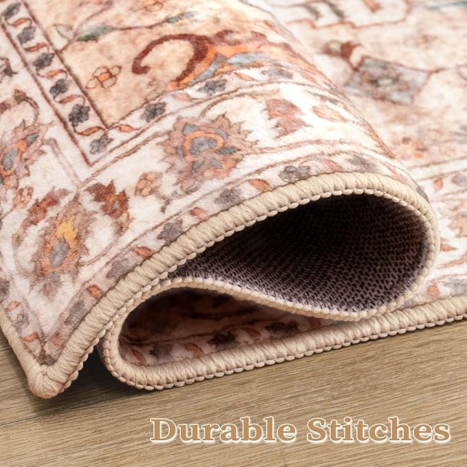 SERISSA Area Rug 3x5 Boho Peach Cream Rugs - Image 5