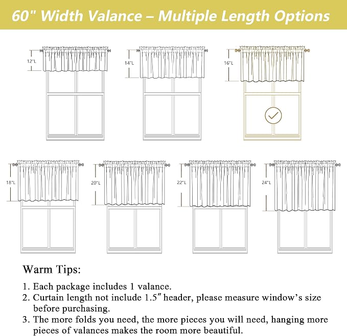 Grey Valances for Windows, Light Filtering Faux Linen Textured Small Short - Image 3