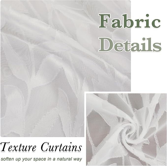 Lecloud Leia Ivory 2 PCS Sheer Kitchen Curtains 30 Inch Length, Breathable Clip - Image 4