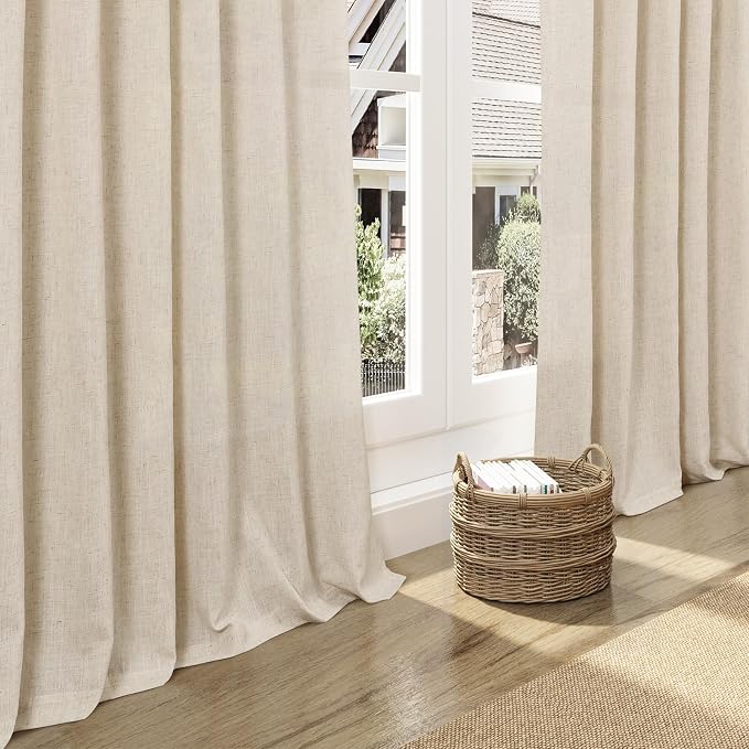 Cream Beige Linen Curtains 132 Inch Length - Image 5