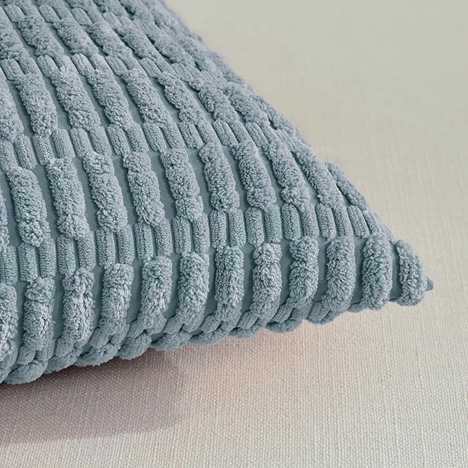 Fancy Homi 4 Packs Boho Light Blue Decorative Throw Pillow Covers 12x20 Inch - Image 4