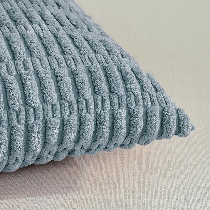 Fancy Homi 4 Packs Boho Light Blue Decorative Throw Pillow Covers 16x16 Inch - Image 4